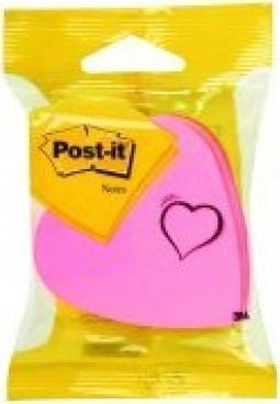 Anteckningsblock, Post-it 2007H, hjärtformade, 225 ark, rosa