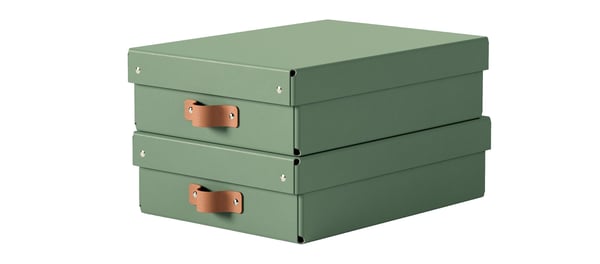 Leitz Puro oppbevaringsboks med lokk, middels lav, 8L, 100 % resirkulert kartong, pakke med 2, Grønn, Kartong, 8 l, 270 mm, 370 mm, 100 mm