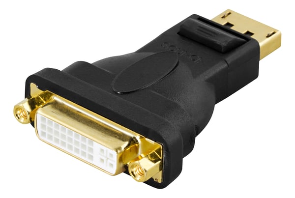 Deltaco DisplayPort / DVI-D -kaapeli, yksilinkkinen sovitin, musta, DisplayPort, DVI-D, Musta