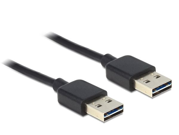 Delock EASY-USB - USB-kabel - USB (hann) reversibel til USB (hunn) reversibel - USB 2.0 - 2 m - svart