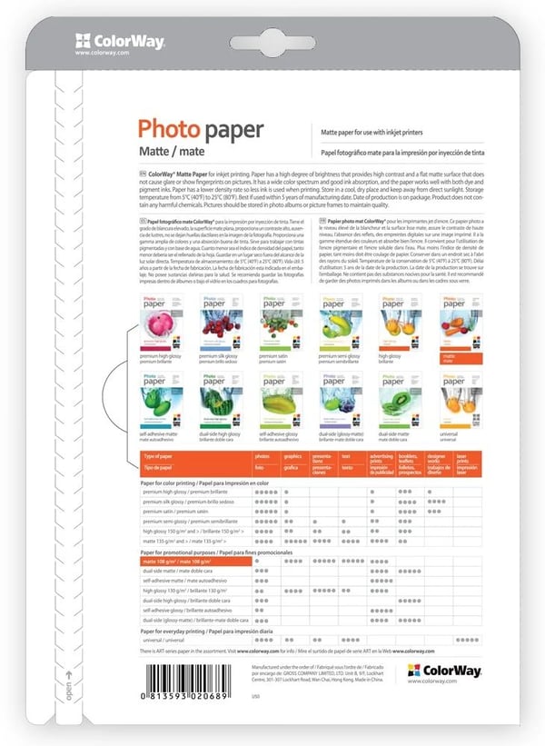 ColorWay fotopapir for A6-skriver (PM1900504R)
