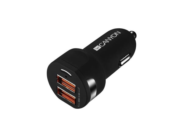 Canyon C-04 - Bilstrømadapter - 2.4 A - 2 utgangskontakter (USB) - svart