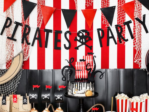 PartyDeco GRL86-010, Lippuviiri, Paperi, Musta, Yksivärinen, Juhlateema, Kirjain