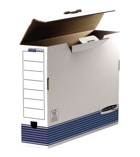 Fellowes arkivboks R-Kive PRIMA, hvit/blå, DIN A3 (B)100 mm, av 100 % resirkulert papp