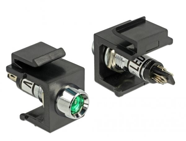 DeLOCK 86456, Keystone LED, Musta, Vihreä, Ruostumaton teräs, 6 DC, 3 A, 16,3 mm, 29 mm