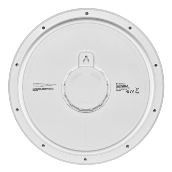TFA-Dostmann 60.3078.02, Vägg, Quarts-klocka, Rund, Vit, Plast, Batteri