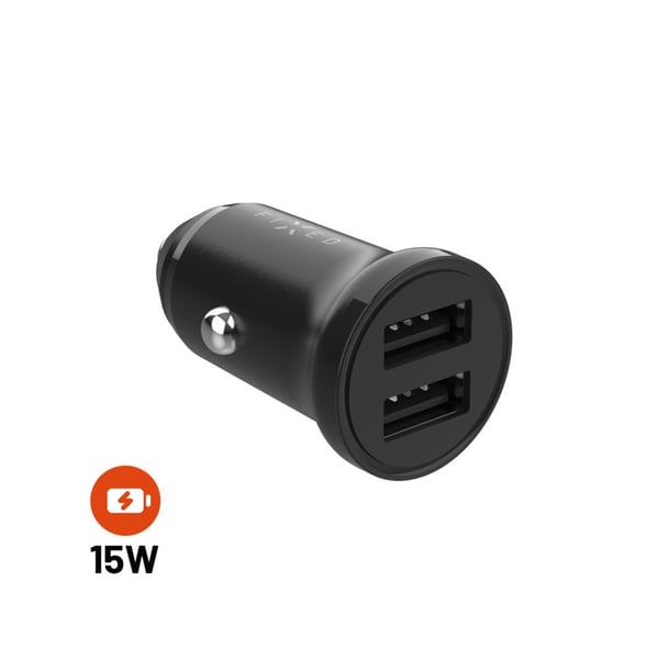 FIXED - Bilstrømadapter - 15 watt - 3 A - 2 utgangskontakter (USB) - svart