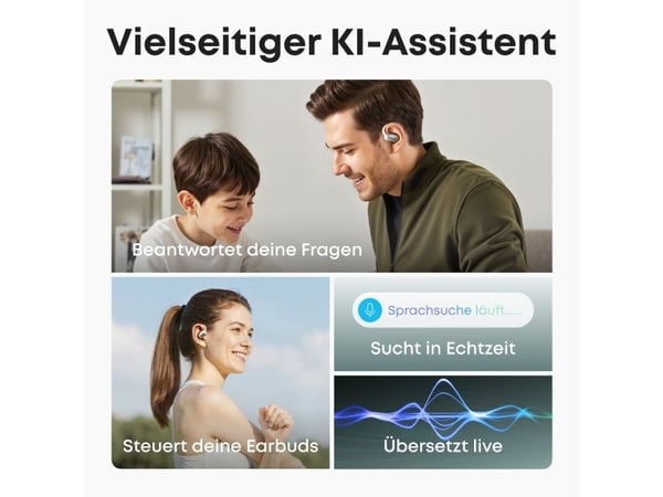 Anker Soundcore AeroFit 2 AI Assistant - True wireless-hodetelefoner med mikrofon - åpent øre - over-øret-montering - Bluetooth - hvit