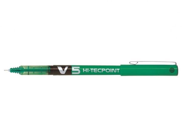 Pilot Hi-Tecpoint V5 - Kulepenn - grønn - vannbasert blekk - 0,5 mm - ekstra fin - (12 stk.)