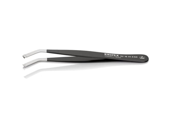 Knipex 92 16 01 ESD, rustfritt stål, svart, flat, buet, 15 g, 10 mm