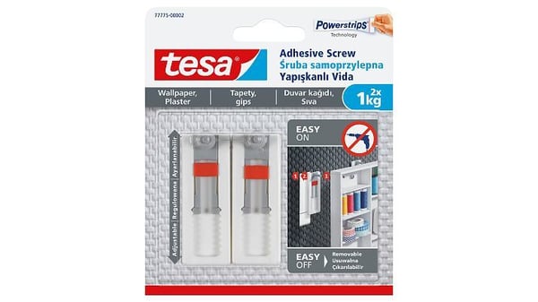 TESA 77775-00000, inomhus, Universalkrok, Grå, Röd, Vit, Självhäftande remsa, 1 kg, Gips