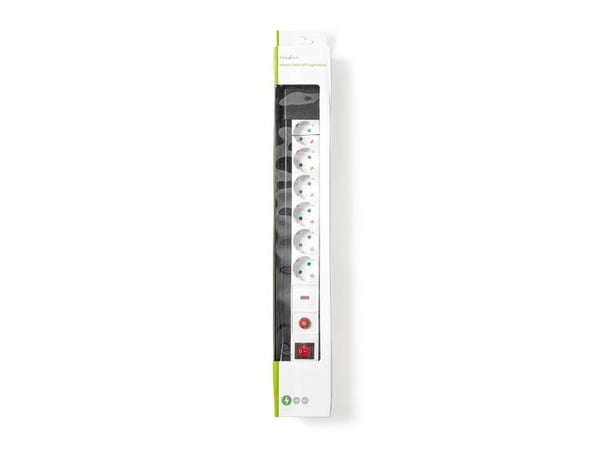 Nedis EXS630SPF1PRO, 3 m, inomhus, Typ F, 1,5 mm ², Polyvinylklorid (PVC), Svart, Vit