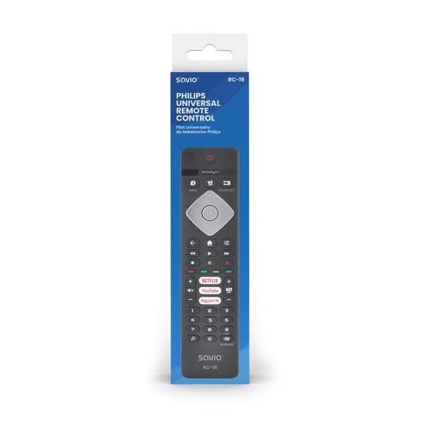 Savio RC-16, TV, TV-viritin, TV-sovitin, IR langaton, Painikkeet, Musta