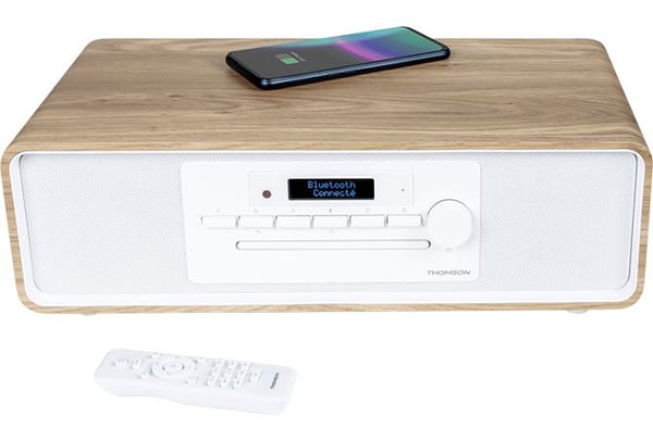 Thomson MIC301IDABBT, Kodin mikroaudiojärjestelmä, Puu, Valkoinen, 60 W, FM, DAB+, 3,5 mm, Rotaatio