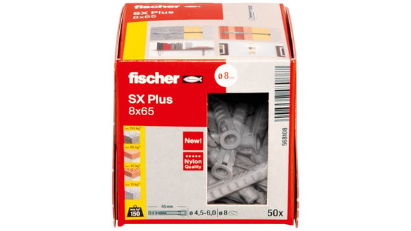 Fischer 568108, Expansionsankare, Autoklaverad lättbetong, Tegel, Betong, Gipsskiva, Murverk, Nylon, Grå, Tyskland, 8 mm