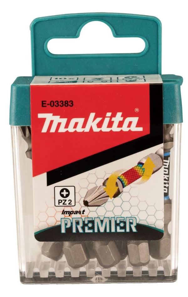Makita Impact Premier - Impact screwdriver bit - 10 deler - pozidriv - PZ2 - heksagonal - lengde: 50 mm