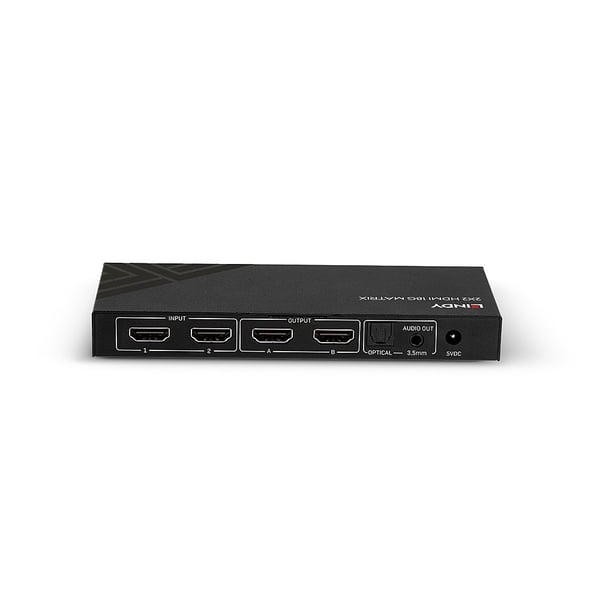 Lindy 38302, AV-matrisevelger, 18 Gbit/s, 4096 x 2160 piksler, Toslink, Svart, Metall