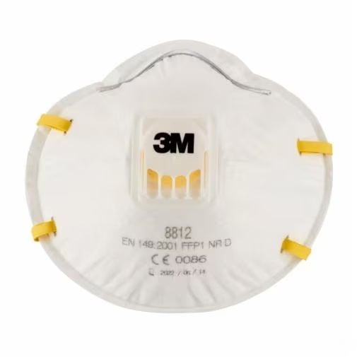 3M 8812, Vit, Gul, Monokromatiskt, Polypropylen (PP), FFP1, EN 149:2001+A1:2014, 3 styck