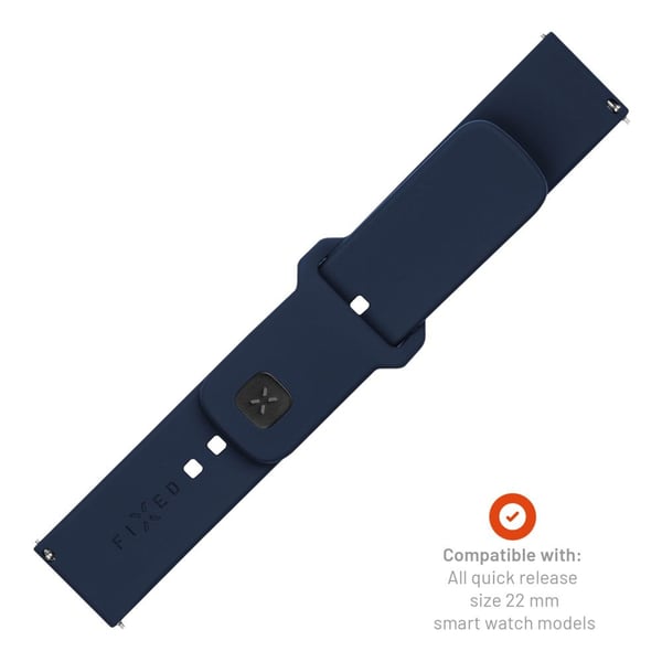 FIXED - Klokkestropp for smart armbåndsur - silicone, quick release, 22 mm - 160-235 mm - blå