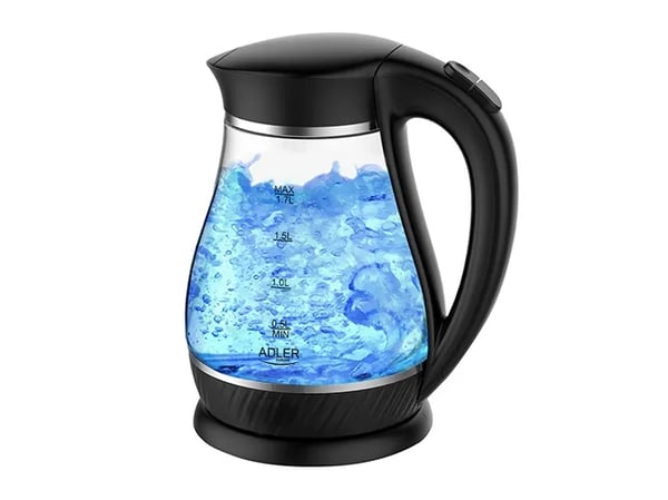 Adler AD 1274 B, 1,7 l, 2200 W, Sort, Gjennomsiktig, Glass, Vannivåindikator