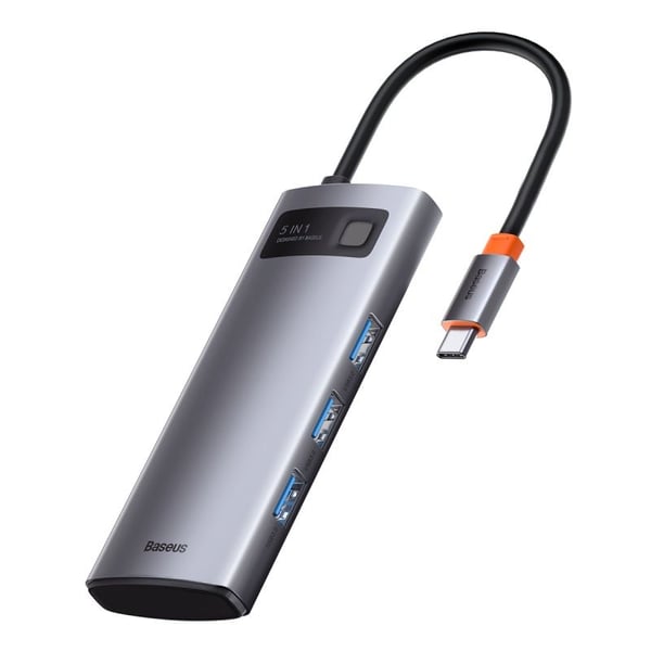 Baseus Metal Gleam, USB 3.2 Gen 1 (3.1 Gen 1) Type-C, 100 W, Grå, 4K Ultra HD, 60 hz, HDMI, USB 2.0, USB 3.2 Gen 1 (3.1 Gen 1) Type-A, USB 3.2 Gen ...