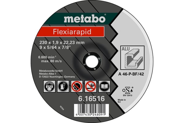 Metabo 616513000, levyleikkuri, Alumiini, 12,5 cm, Metabo, Sisäänpainettu keskiosa, 2,22 cm