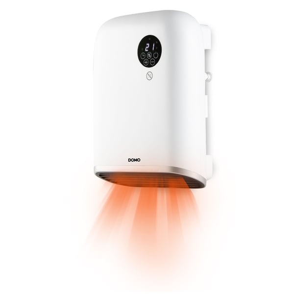 Domo DO7357F, Elektrisk värmefläkt, 1,4 m, IP24, inomhus, Vägg, Vit
