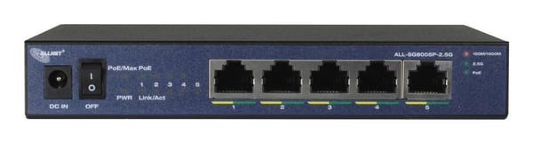 ALLNET 201875, Uhåndtert, 2.5G Ethernet (100/1000/2500), Strøm over Ethernet (PoE), Skrivebords-/veggmontering, Kan monteres på vegg