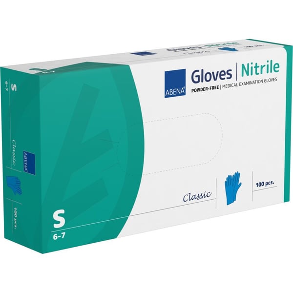 Tutkimuskäsine, ABENA Classic, S, sininen, nitriili, puuteriton - (100 kpl)