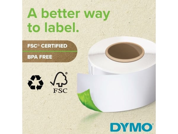 DYMO LabelWriter - Papir - selv-adhesiv - hvit - 32 x 57 mm 12000 rull(er) (12 rull(er) x 1000) flerbruks merkelapper
