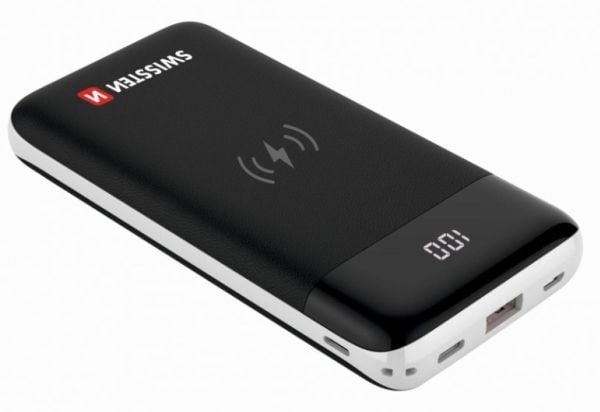 Swissten SV0153263010, 10000 mAh, Langaton lataaminen, Musta