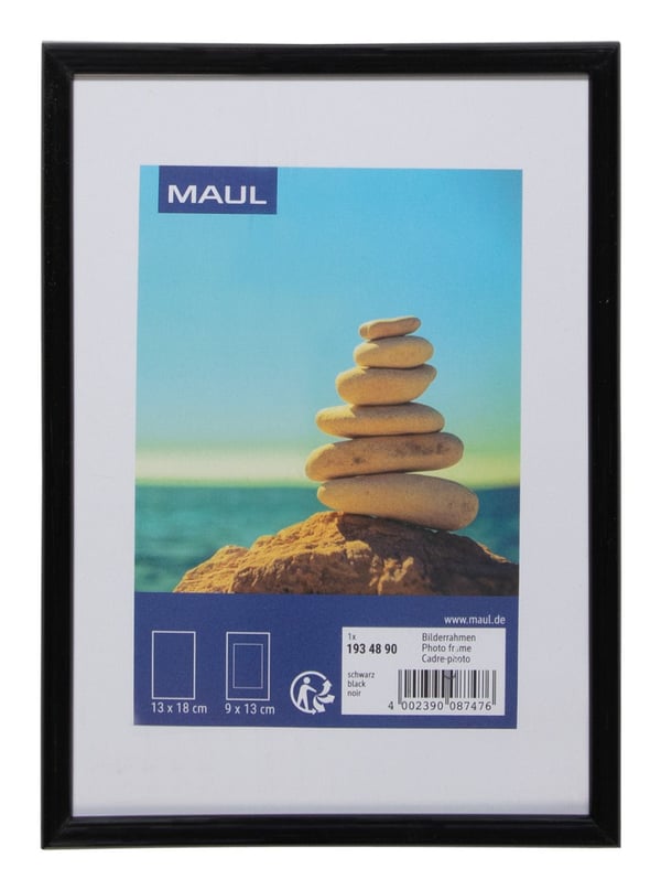 MAUL 1934890, Yksi kuvakehys, MDF-levy, Muovi, Polykarbonaatti (PC), musta, Taulukko, 13 x 18 cm, Suorakulmainen