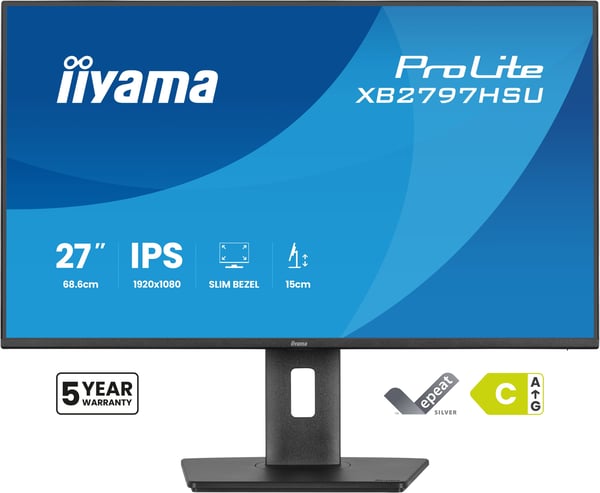 iiyama ProLite XB2797HSU-B1 - LED-skärm - 27" - 1920 x 1080 Full HD (1080p) @ 120 Hz - IPS - 350 cd/m² - 1500:1 - 4 ms - HDMI, DisplayPort - högtal...