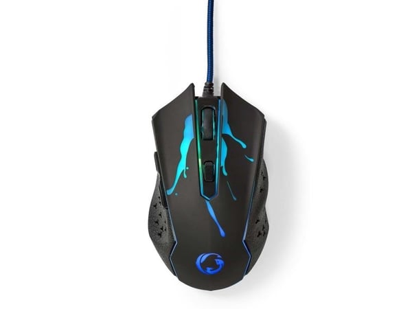 Nedis Gaming - Hiiri - ergonominen - oikeakätinen - optinen - 6 painiketta - langallinen - USB - musta - vähittäismyynti - lahjapakkaus, jossa on e...