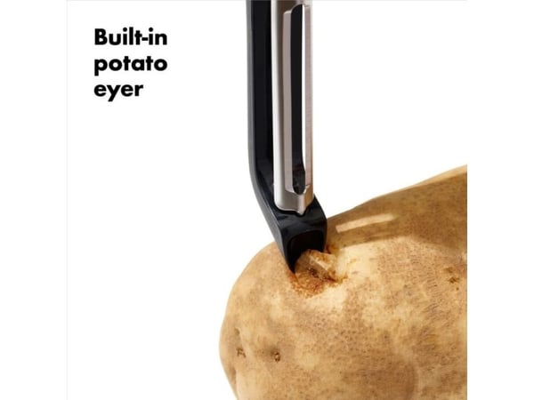 OXO 20081, Hedelmät ja vihannekset, Kääntyvä kuorimaveitsi, Ruostumaton teräs, Musta, Ruostumaton teräs, Muovi, 177,8 mm