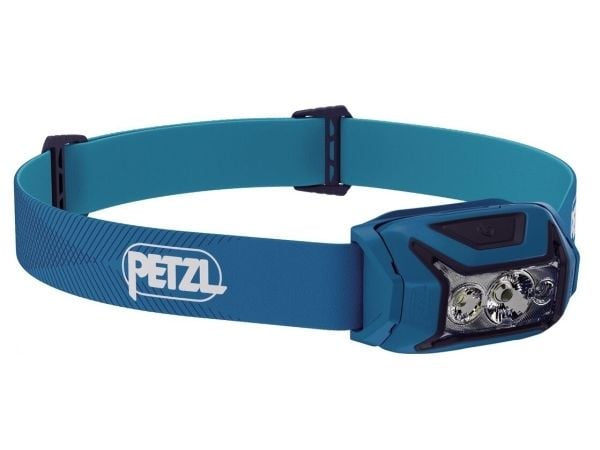 Petzl Actik, Pannbandsficklampa, Blå, Knappar, Batterinivå, IPX4, LED