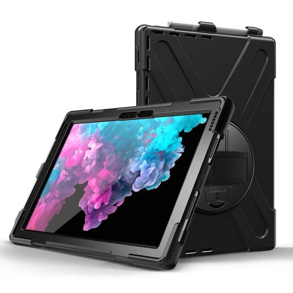 eSTUFF Defender Case - Baksidedeksel for nettbrett - svart - for Microsoft Surface Pro (I midten av 2017), Pro 4, Pro 6, Pro 7
