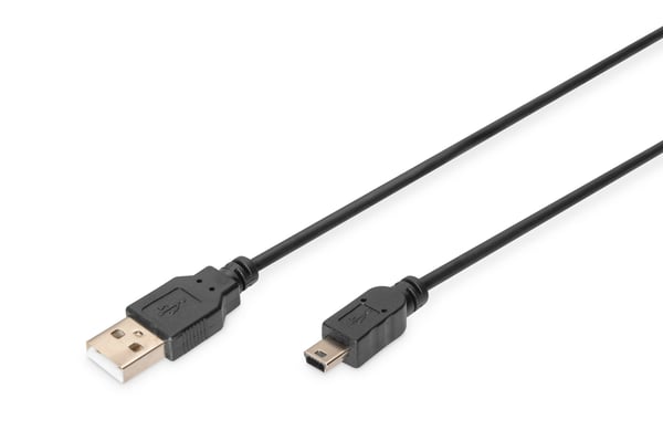 ASSMANN Basic - USB-kabel - USB (hane) till mini-USB typ B (hane) - USB 2.0 - 1 m - formpressad - svart