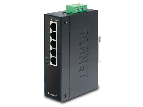 PLANET IGS-501T - Switch - 5 x 10/100/1000 - DIN-skinnemonterbar - DC-strøm