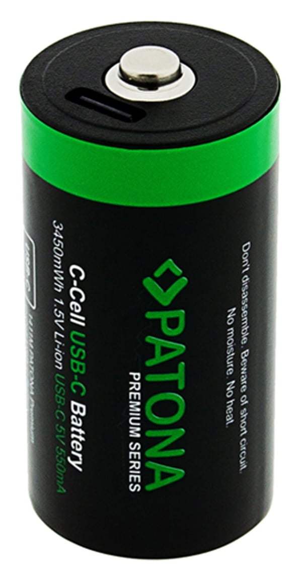 PATONA LR14, Oppladbart batteri, LR14, Lithium, 2 stykker, 550 mAh, Sort