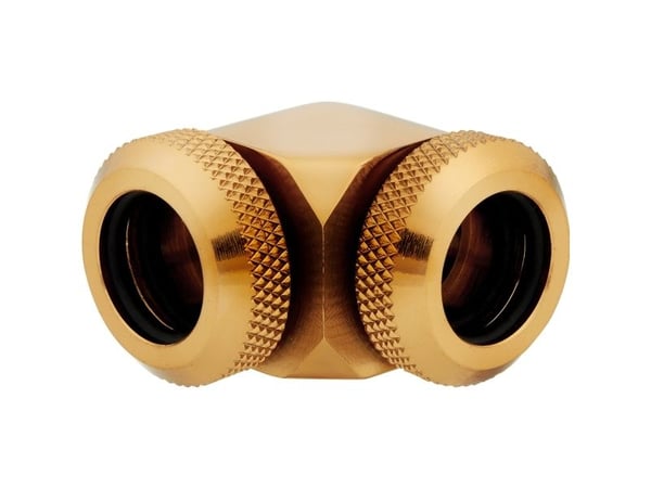 CORSAIR Hydro X Series XF Hardline 90° 12mm OD - Vinklet armatur for væskekjølesystem - gull (en pakke 2)