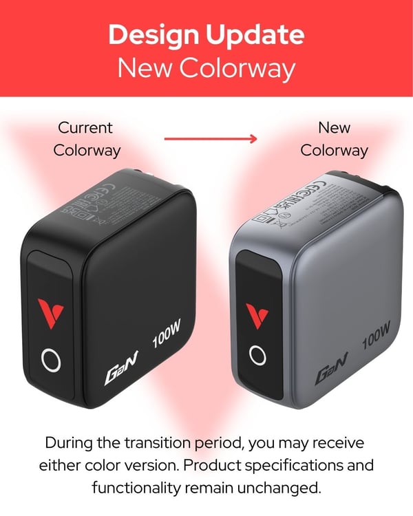 Verbatim - Strømadapter - mini, GaN, med skjerm - 100 watt - Power Delivery 3.0 + PPS, QC 3.0 - 3 utgangskontakter (2 x USB-C, USB-type A)