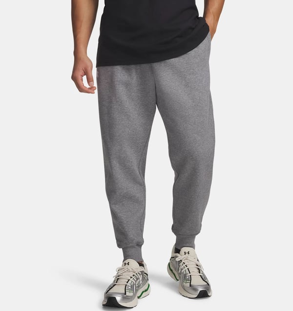 Under Armour UA Rival Fleece, Treningsbukser, Hankjønn, Grå, Voksen, Light Heather / White, Monokromatisk