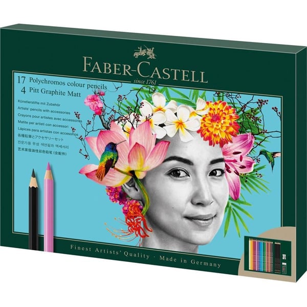 Faber-Castell Polychromos & Pitt Graphite Matt Set, Flerfarget, 21 stykker