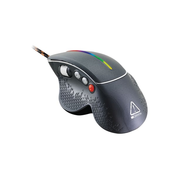 Canyon Gaming Apstar GM-12 - Mus - optisk - 6 knappar - kabelansluten - USB - mörkgrå - hängande låda