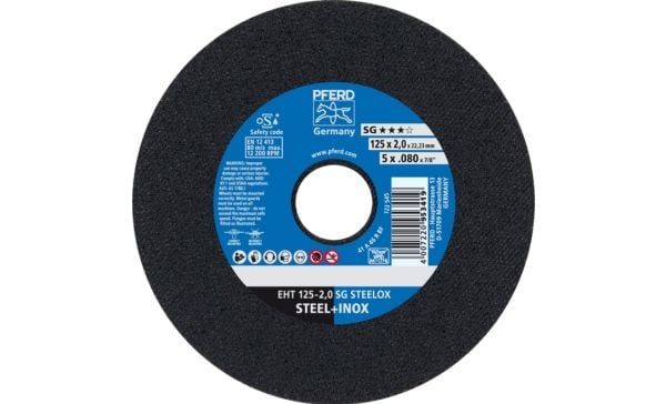 PFERD EHT 125-2,0 SG STEELOX, Stål, Rustfritt stål, PFERD, 12,5 cm, 12200 o/min, 25 stk