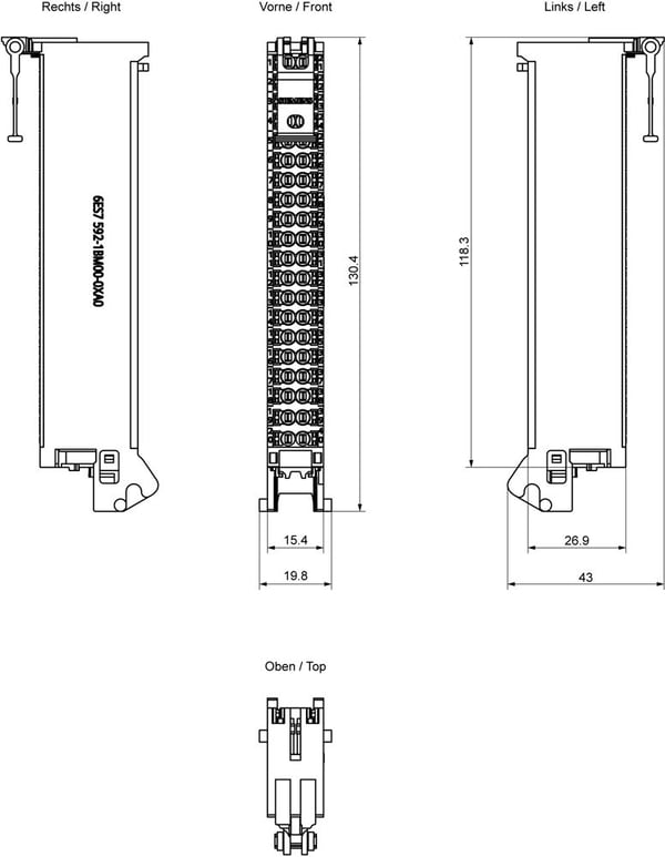 Siemens 6ES7592-1BM00-0XA0, 52 mm, 142 mm, 27 mm, 65 g