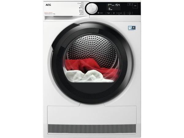 AEG Series 8000 TR834X85M, Vapaasti seisova, Edestä täytettävä, Lämpöpumppu, Valkoinen, Rotaatio, Oikea