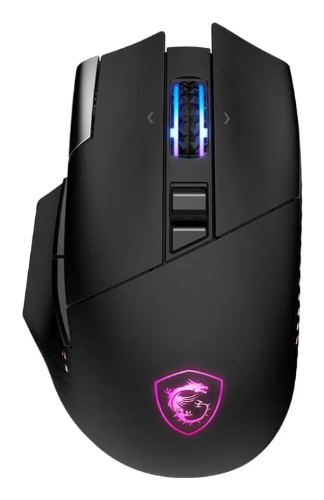 MSI VERSA PRO - Mus - optisk - 15 knappar - trådlös, kabelansluten - 2.4 GHz, Bluetooth 5.3, USB - låda