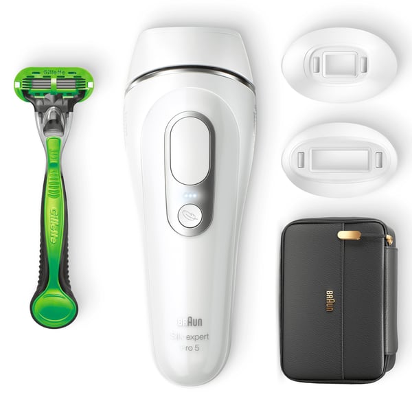 Braun Silk-expert Pro 5 PL5145 IPL-karvanpoistolaite, hopea/valkoinen
